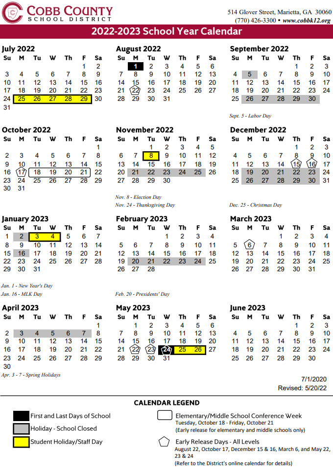 Cobb School Calendar 2024 Jan 2024 Calendar