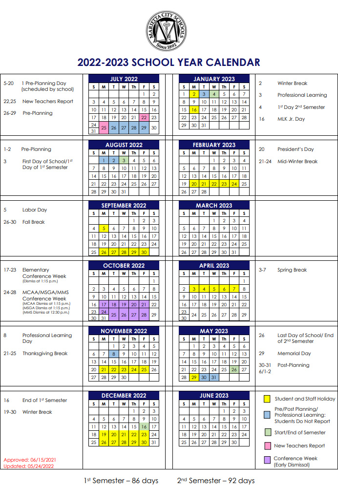 Marietta City School Calendar 2022 2023 V2 