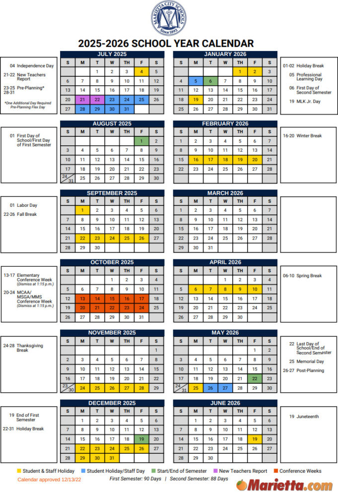 Marietta City School Calendar 2025 2026 Marietta