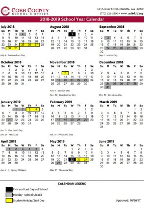 Cobb County School Calendar 2018-2019 | Marietta.com